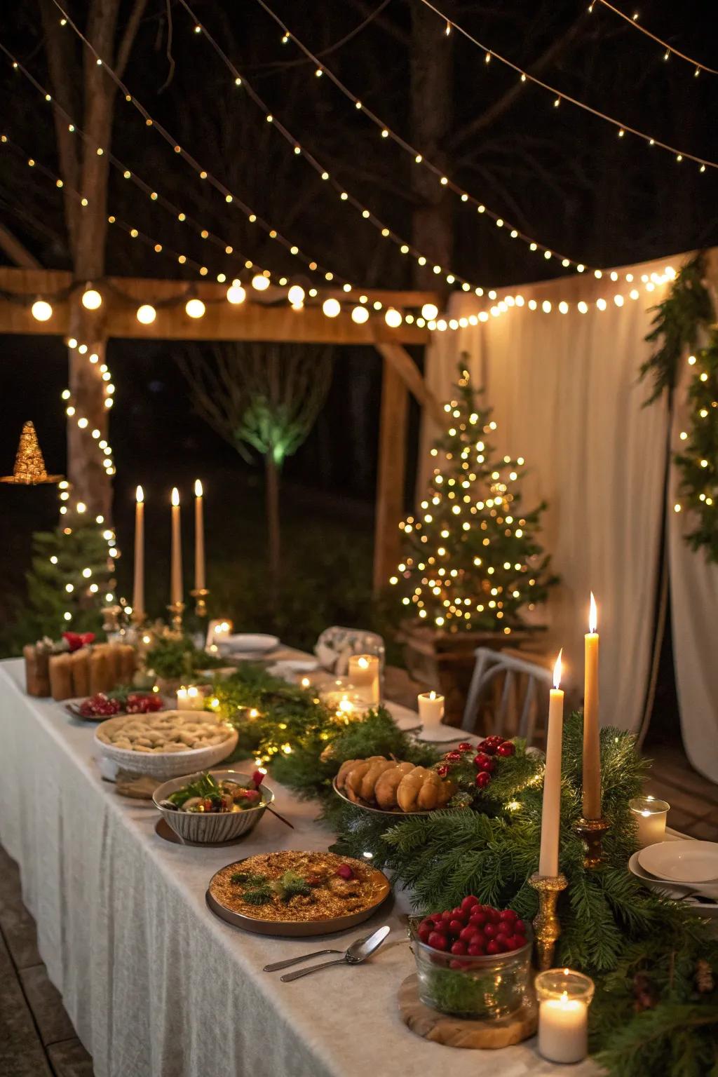 String lights add a magical touch.