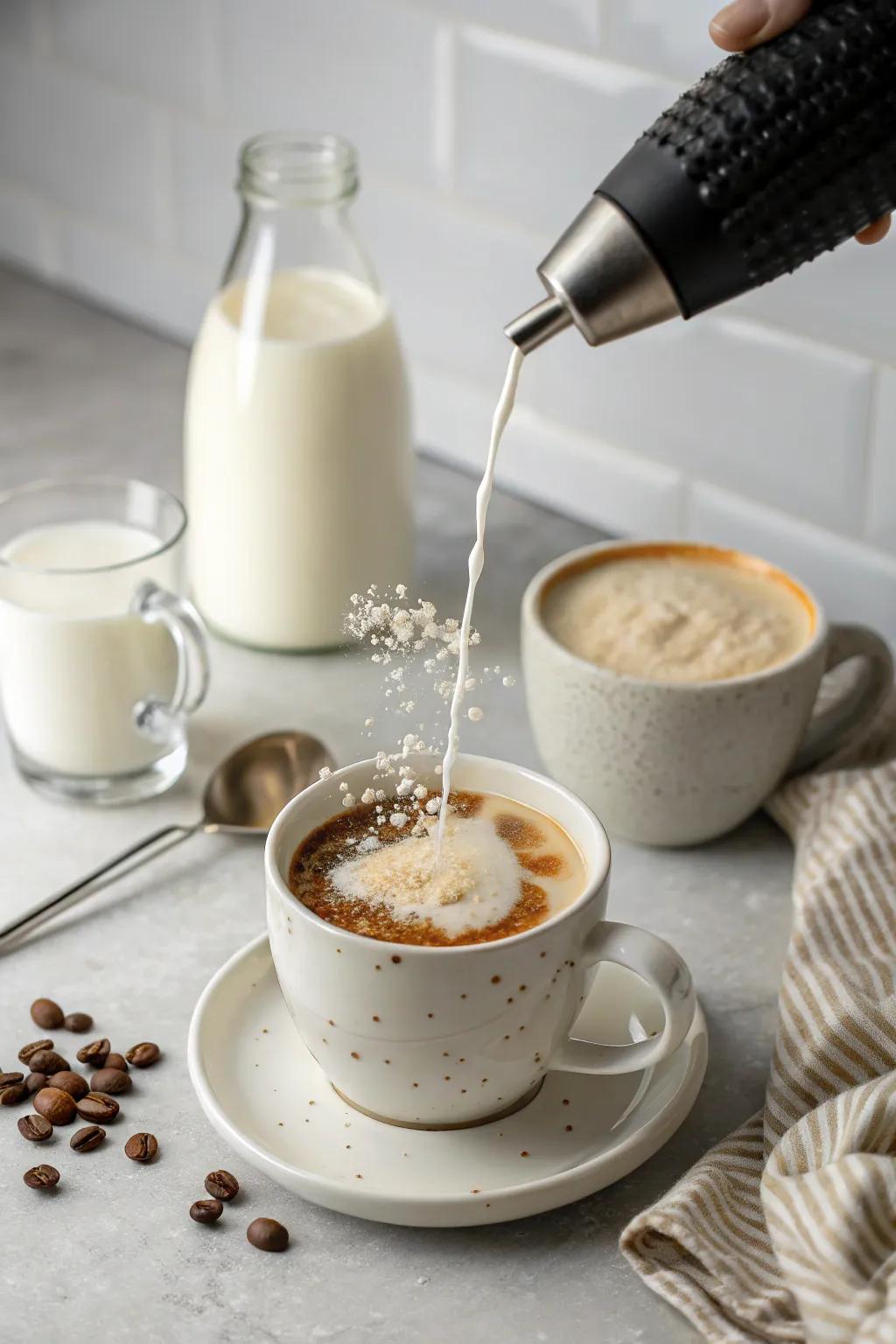 Create cafe-style coffee at home with a handy milk frother.