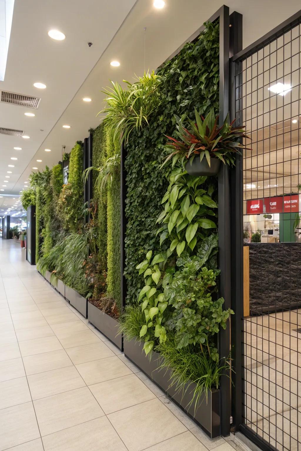 Vertical garden fences offer privacy with a touch of green.