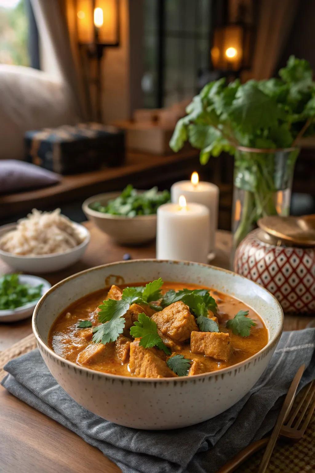 Spicy chicken curry for a flavorful dinner adventure.