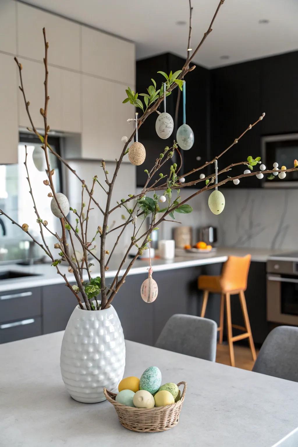 An Easter egg tree makes for a charming and unique centerpiece.