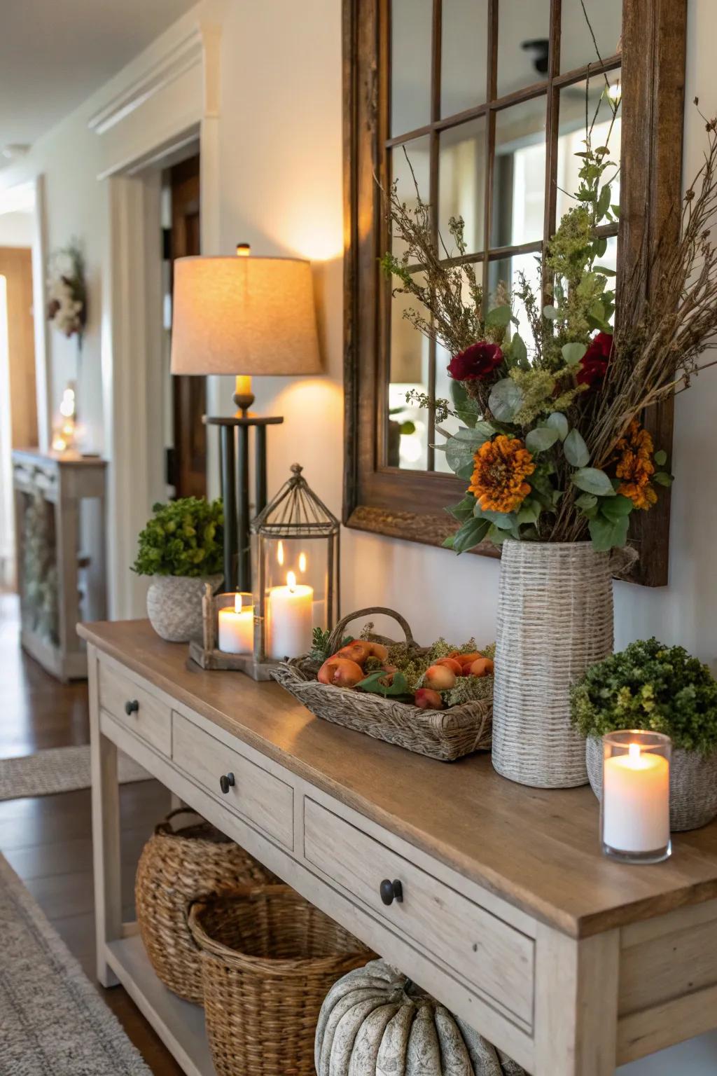 Seasonal decor keeps your entryway feeling fresh and lively.