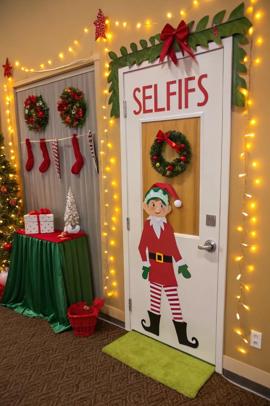 Get in the holiday spirit with an Elfie Selfie spot right at your front door.