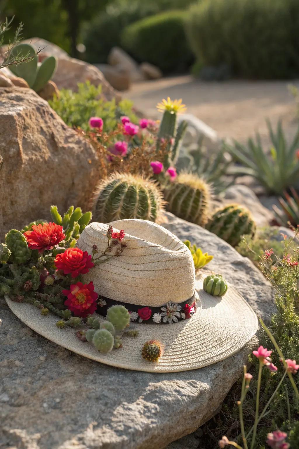 Arid beauty hat with southwestern elegance.