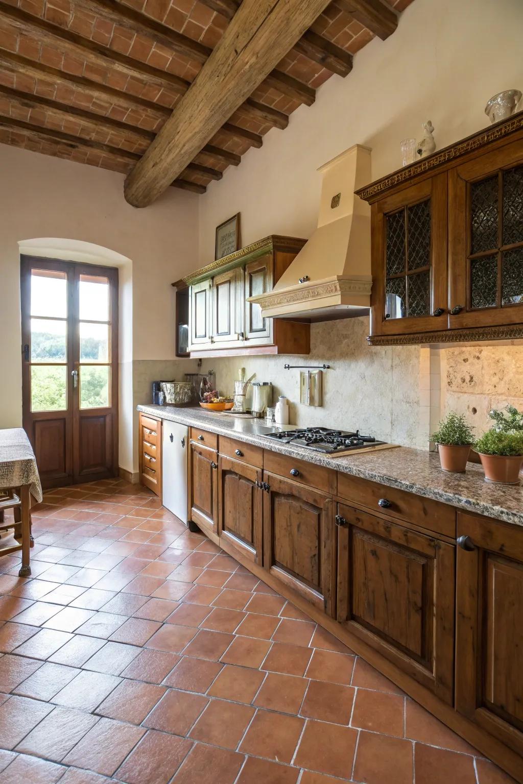 Terracotta panels provide a traditional Italian touch to the surface.