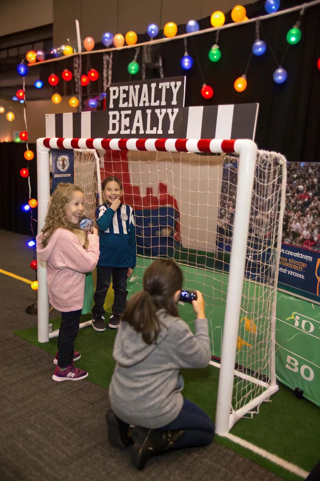 A penalty zone photo booth capturing enjoyable memories.