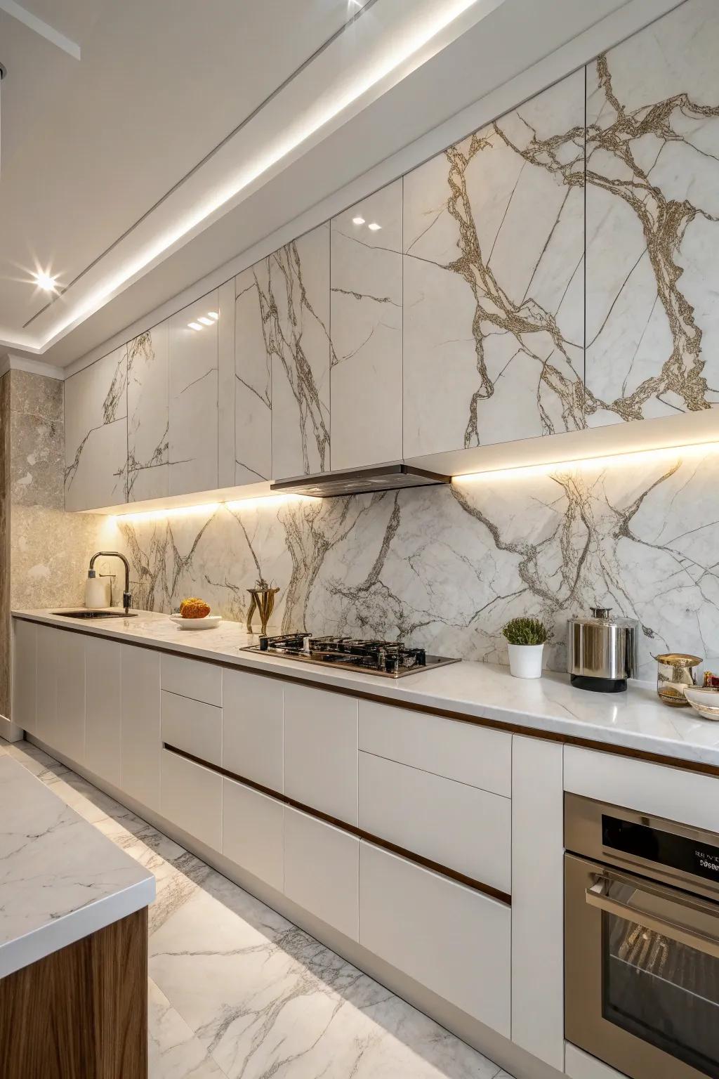 An artistic and seamlessly aligned stone panel.