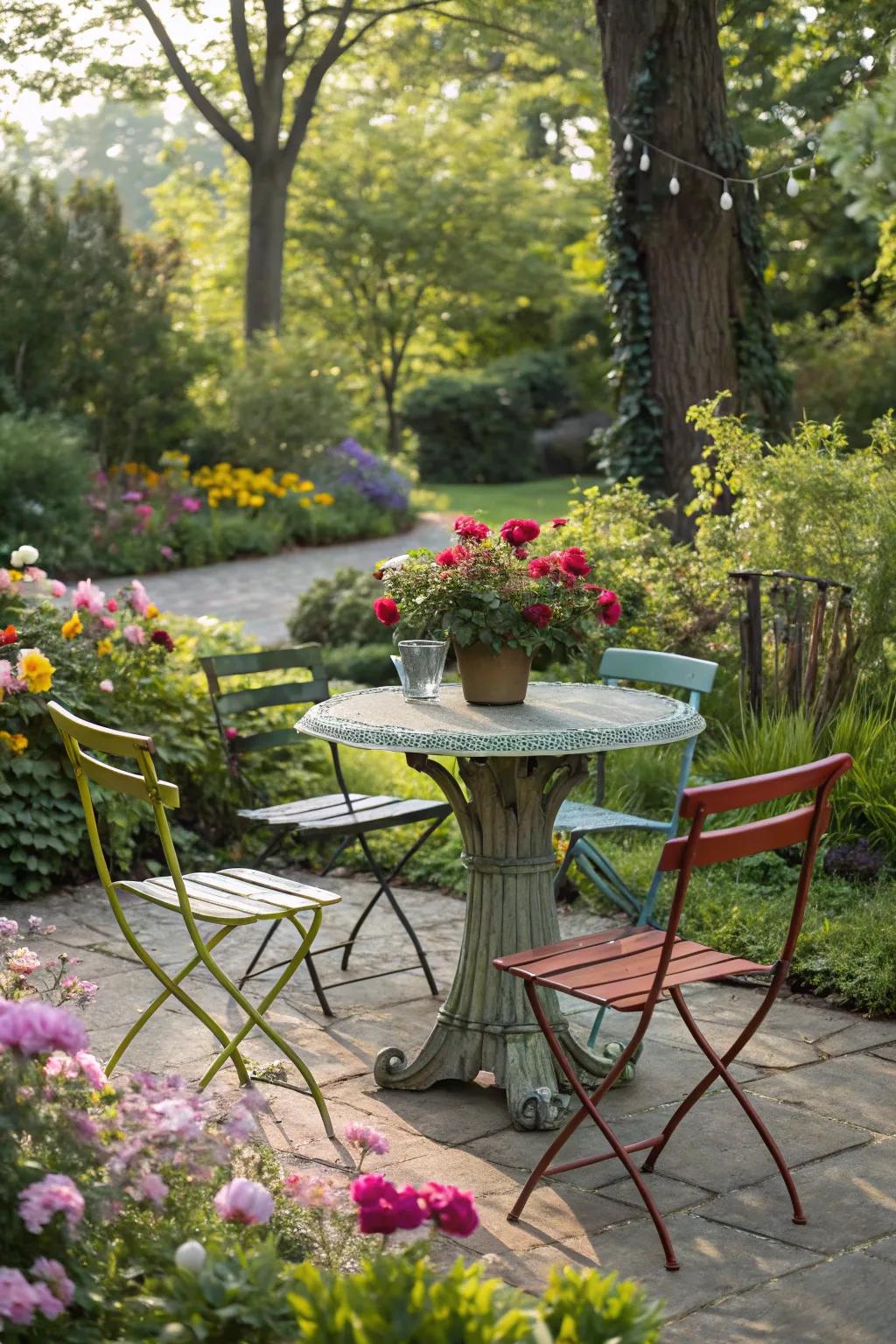 With an eclectic combination of mismatched chairs, add personality.