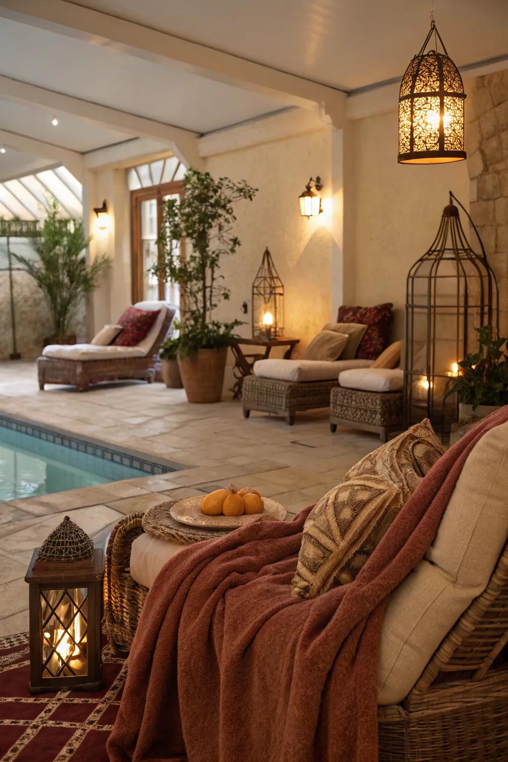 Warm fabrics and cozy decor fashion an inviting ambiance.