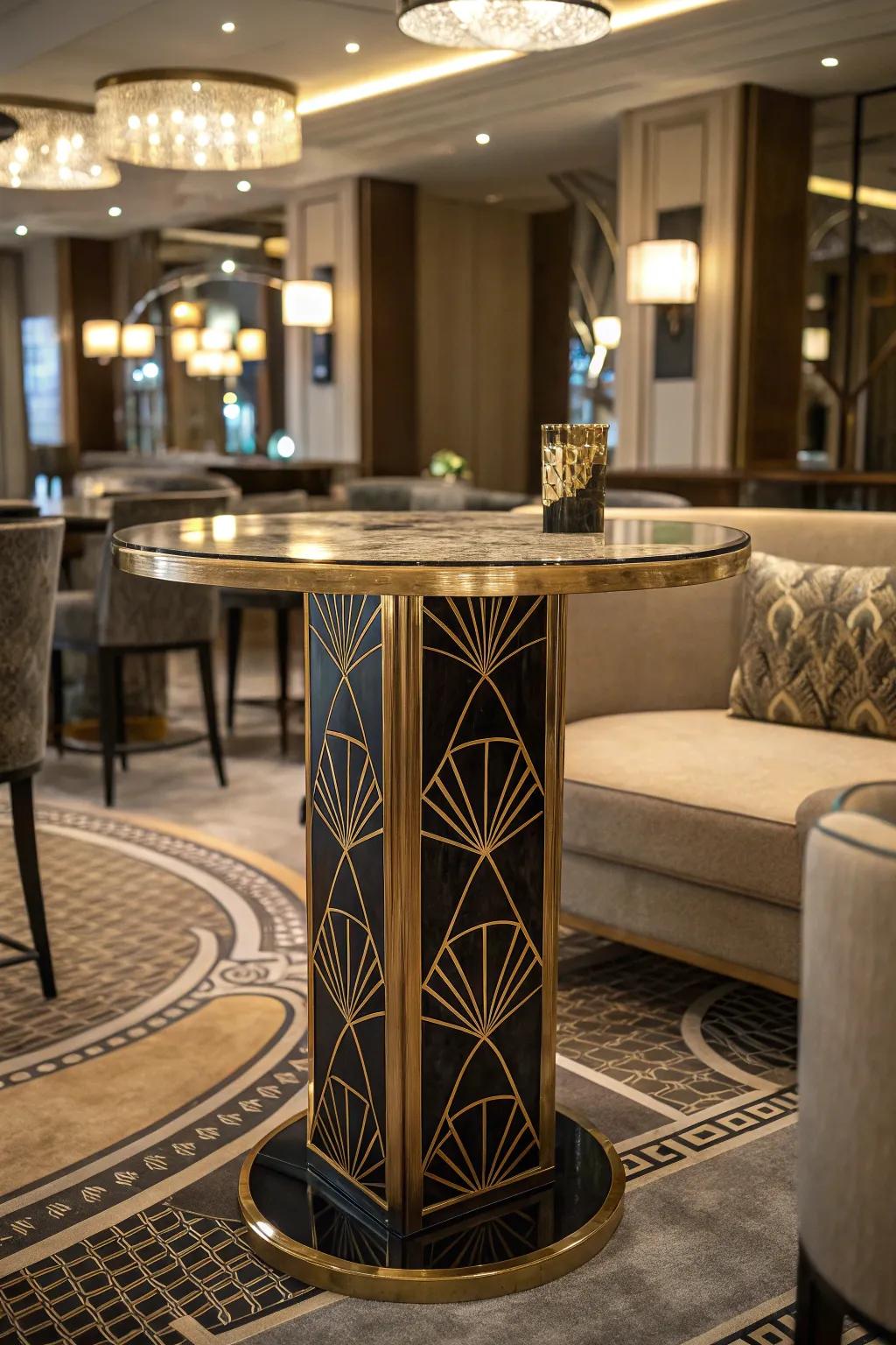 Glamour and elegance with Art Deco pub tables.