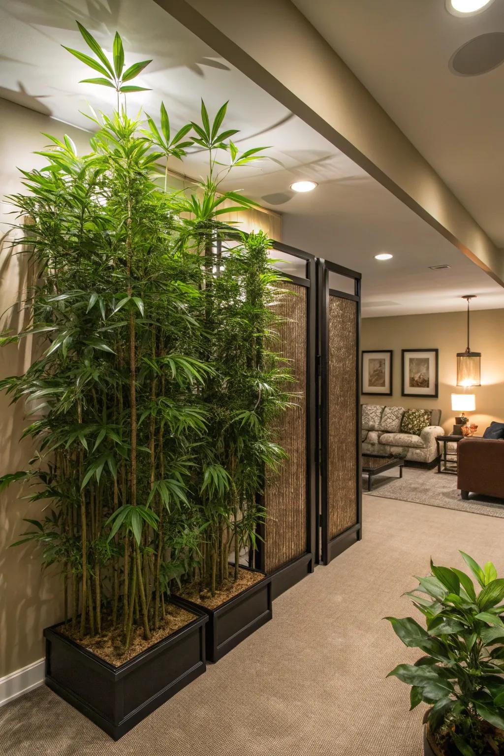 Plants serve as beautiful and natural room dividers.