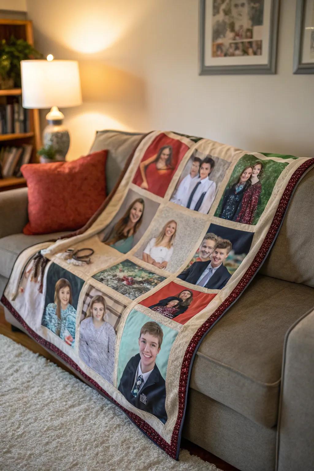 Photo blanket of school photos.