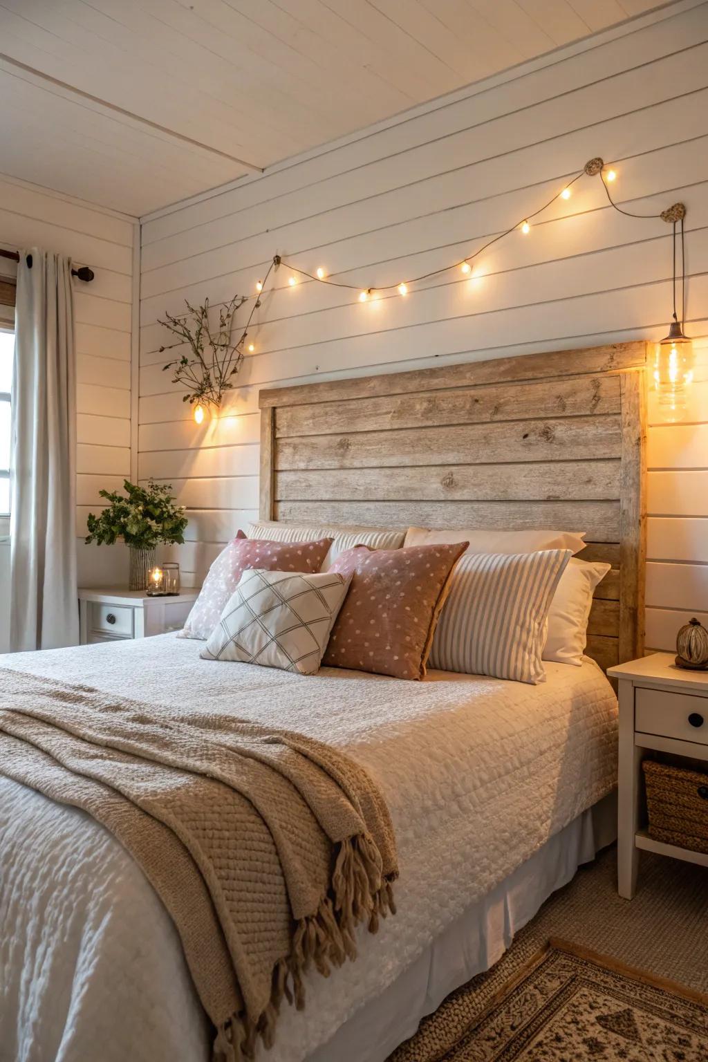 A plank headboard wall infuses texture and appeal into your personal space.