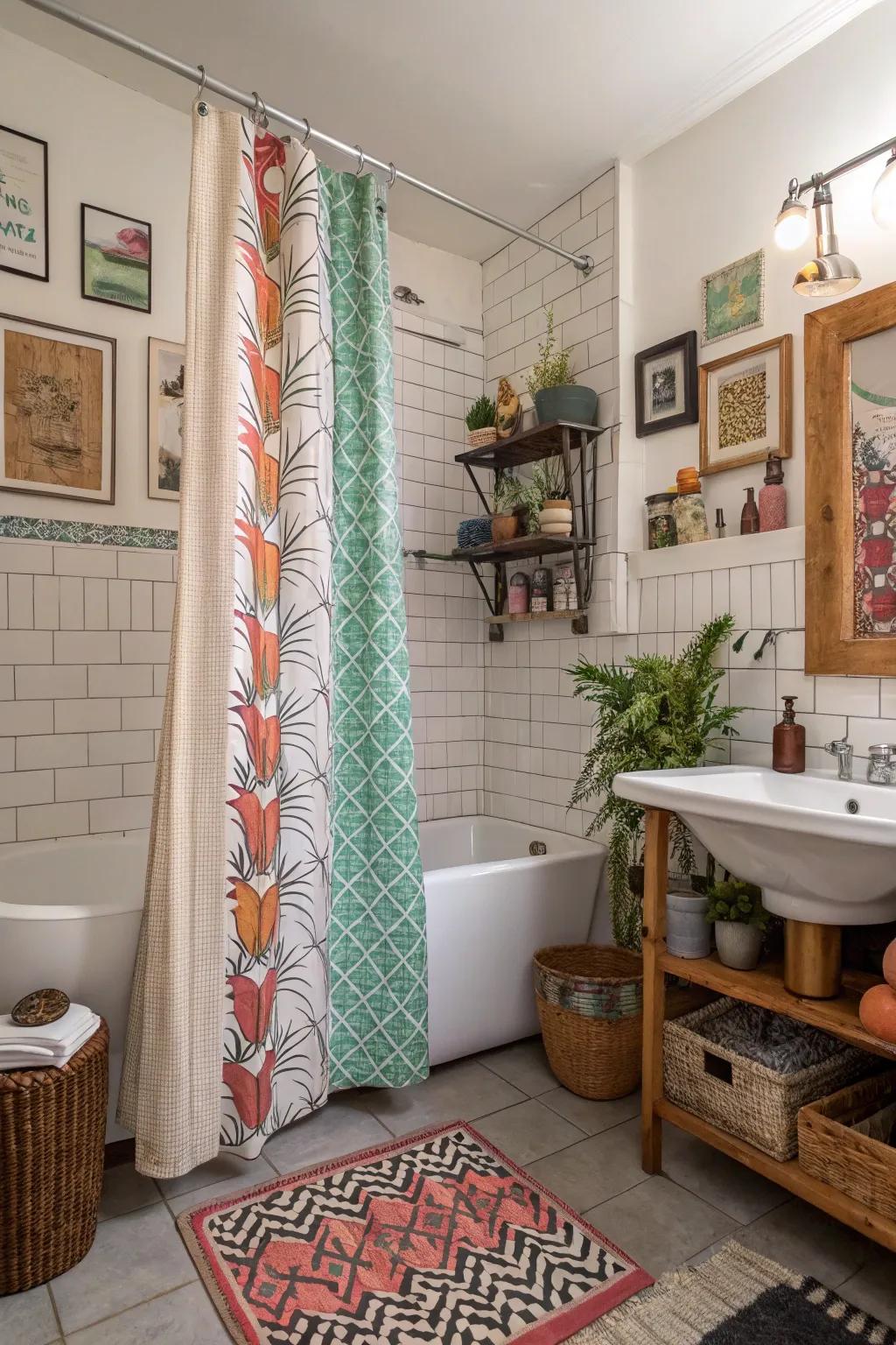 Eclectic mixes personalize your bathroom space.