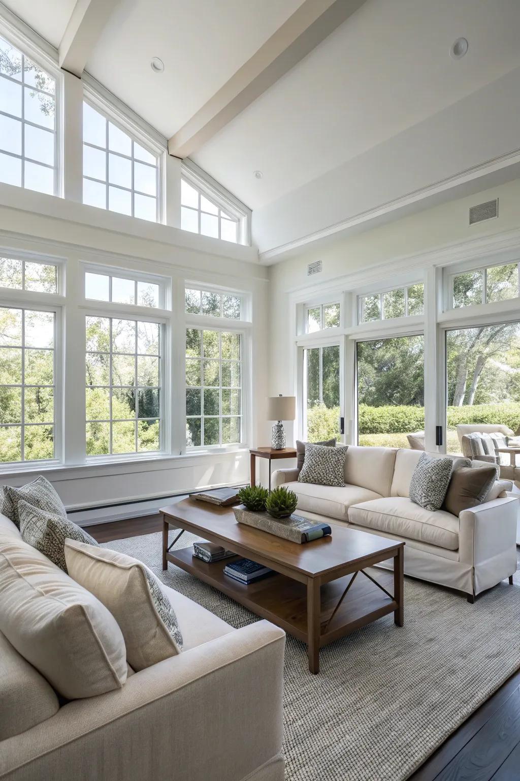 Low furniture broadens the visual space of your living room.