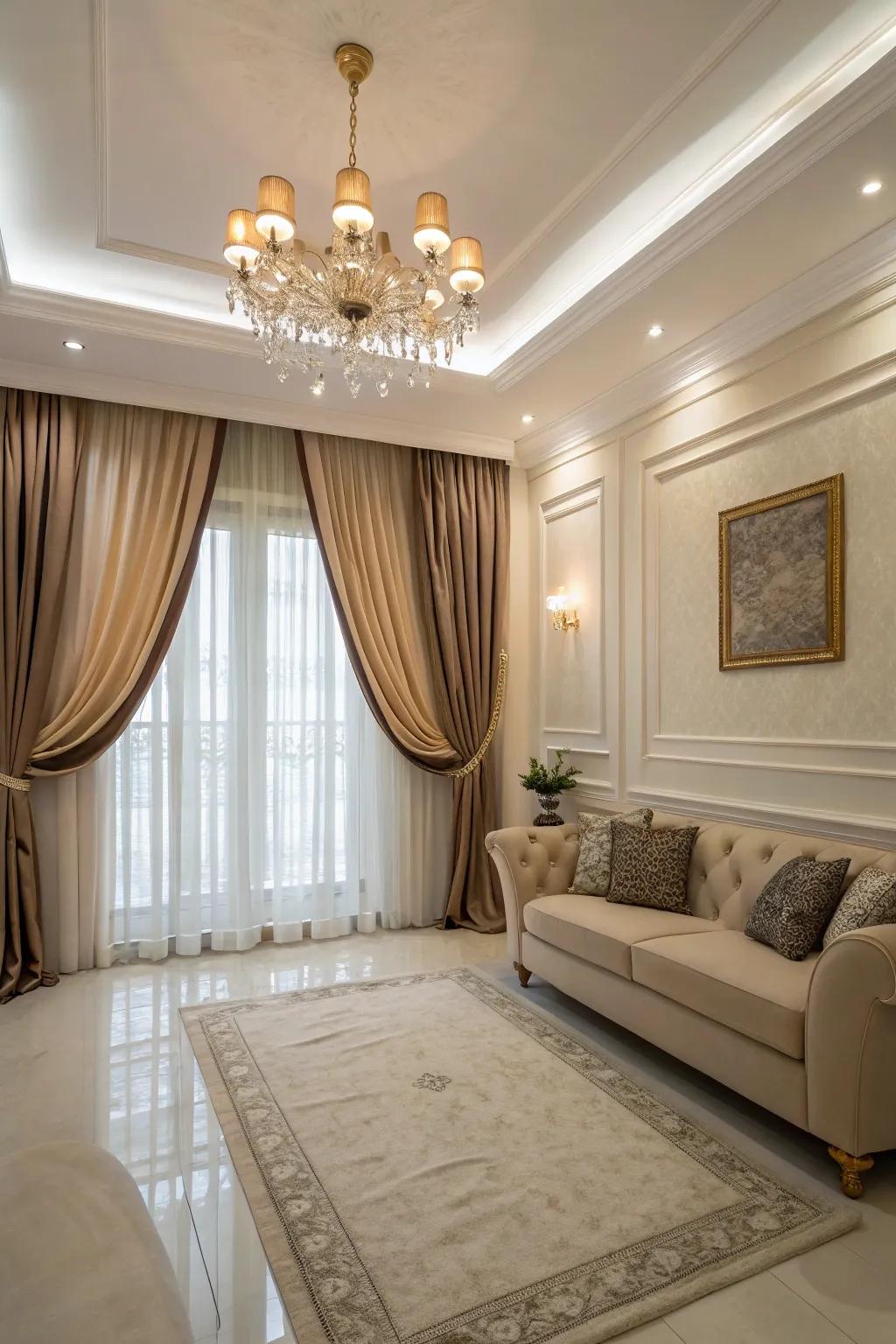 High curtains add height and elegance.