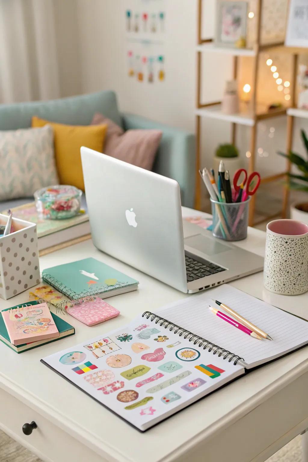 Personalize your workspace with decorative stickers.