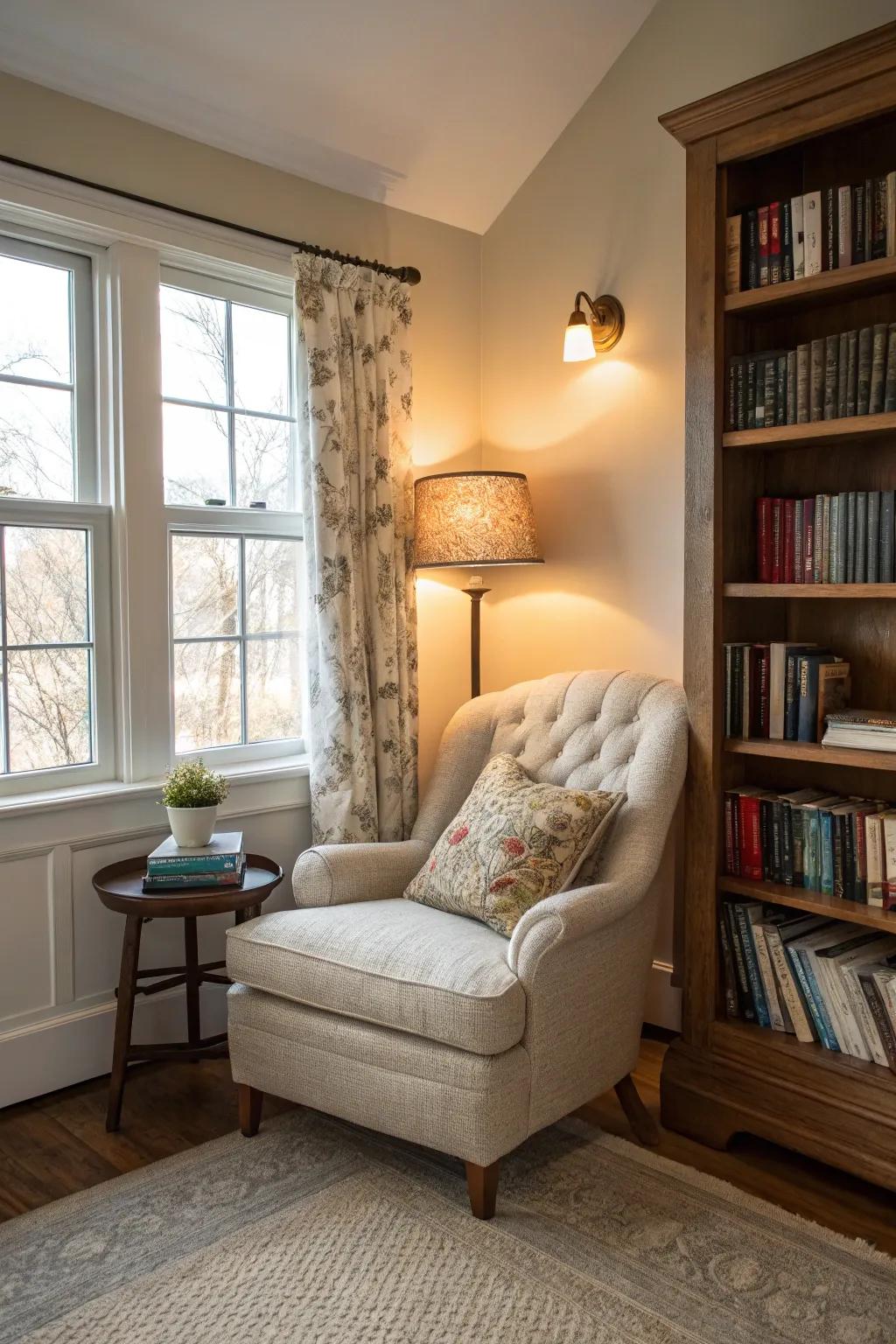 A reading nook offers the perfect escape.