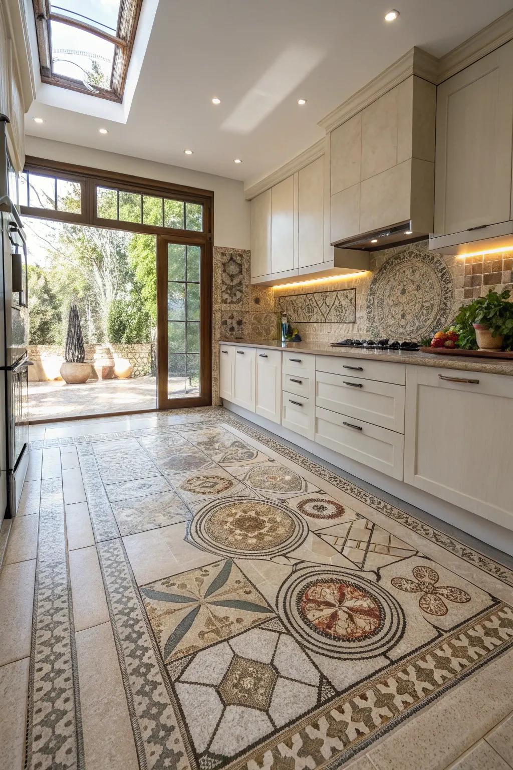 A kitchen that plays with tile sizes for dynamic visual interest.