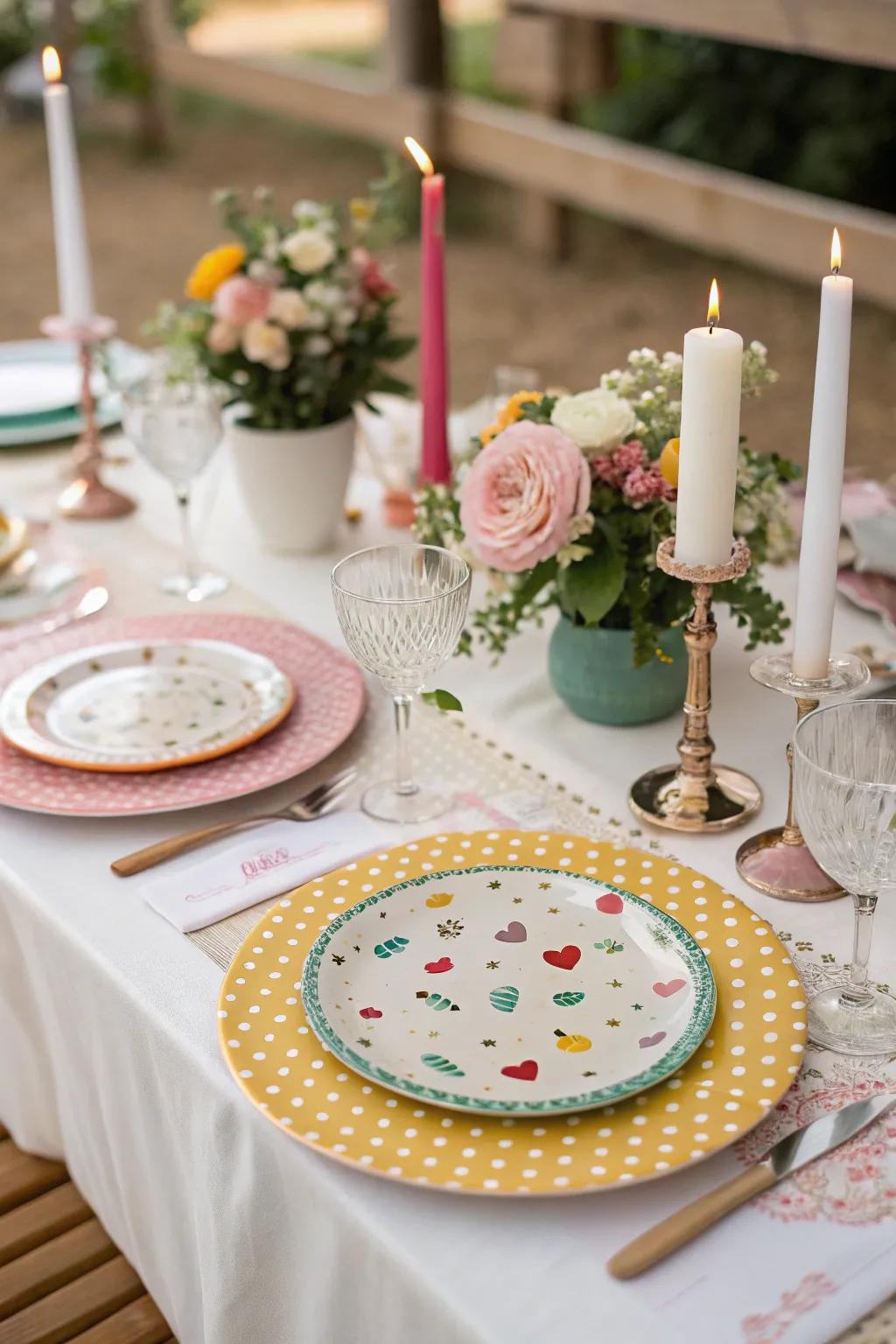 Patterned plates infuse a playful component into your table.