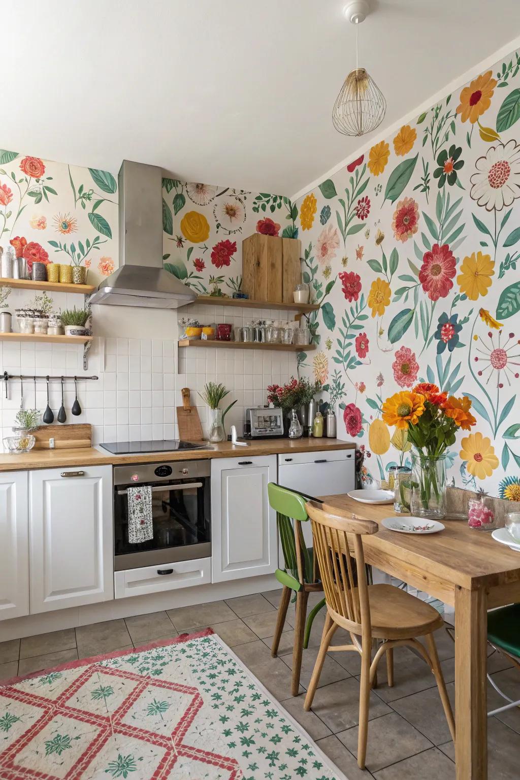 Whimsical wallpaper adds personality and joy.