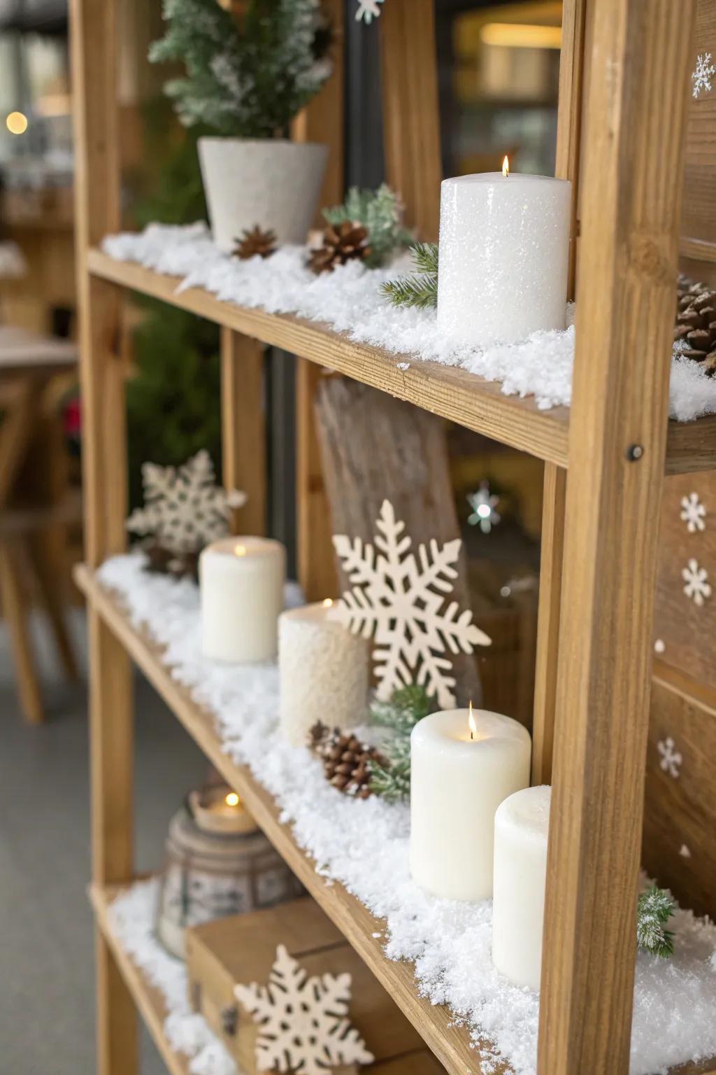 Faux snow adds a touch of playful winter magic to your decor.