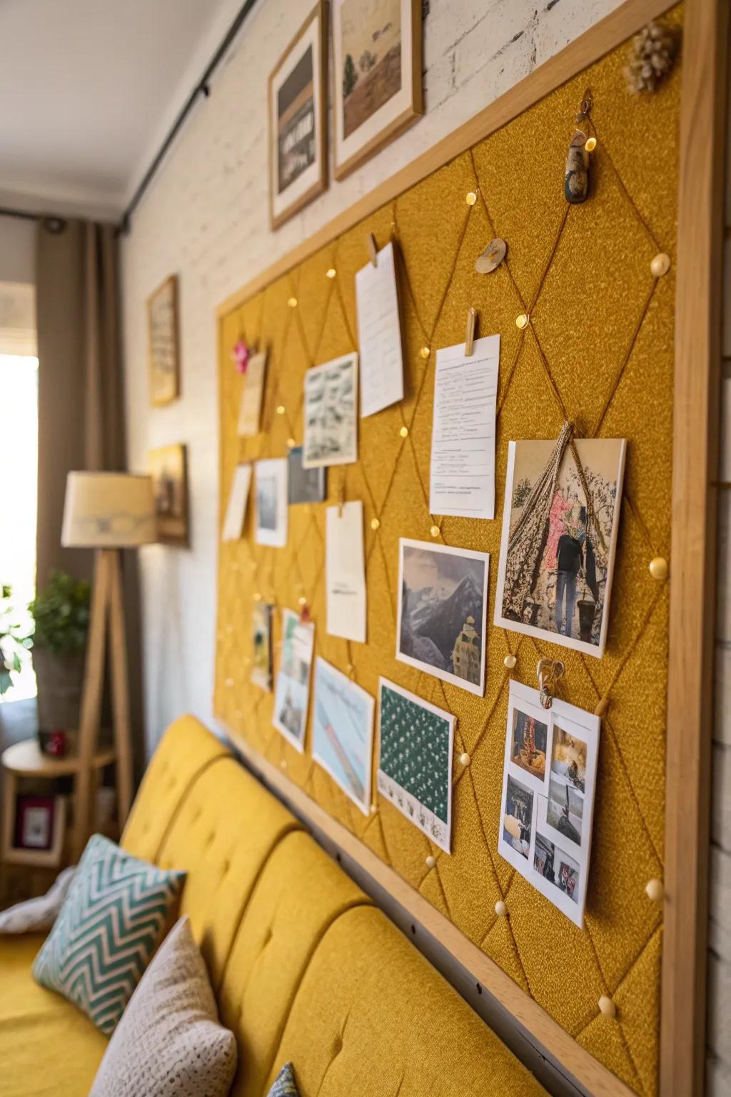 Textural contrasts add depth and create a tactile experience on your bulletin board.