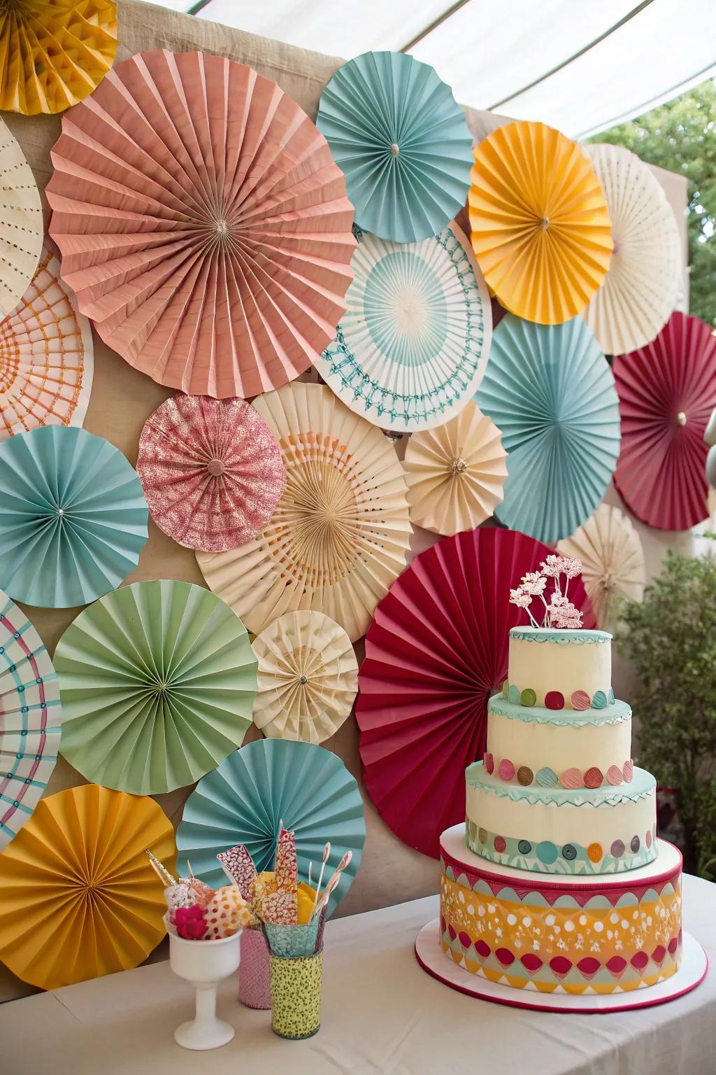 Old-fashioned paper fans to introduce charm and nostalgia.