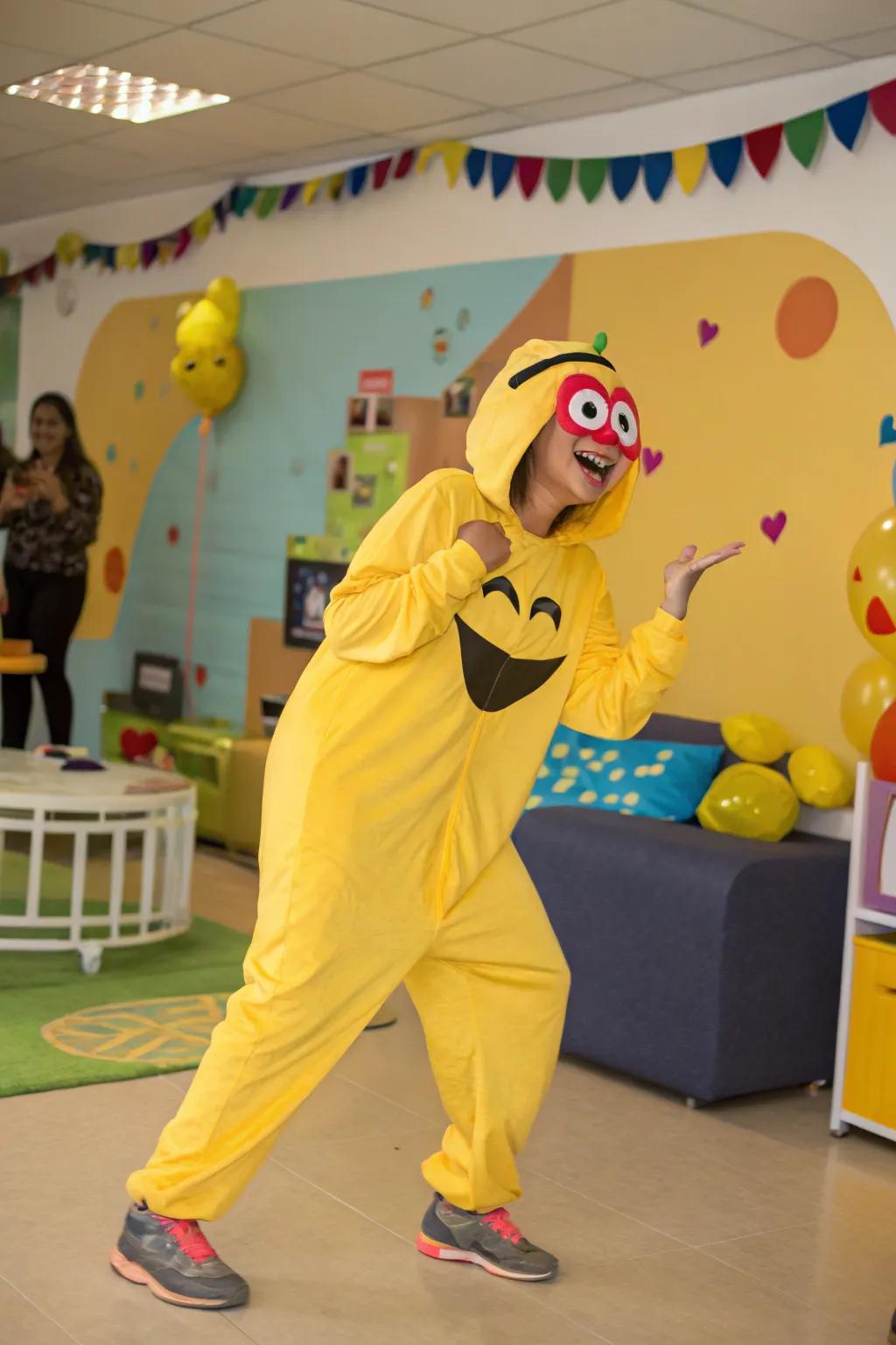 Express yourself with a playful emoji costume.