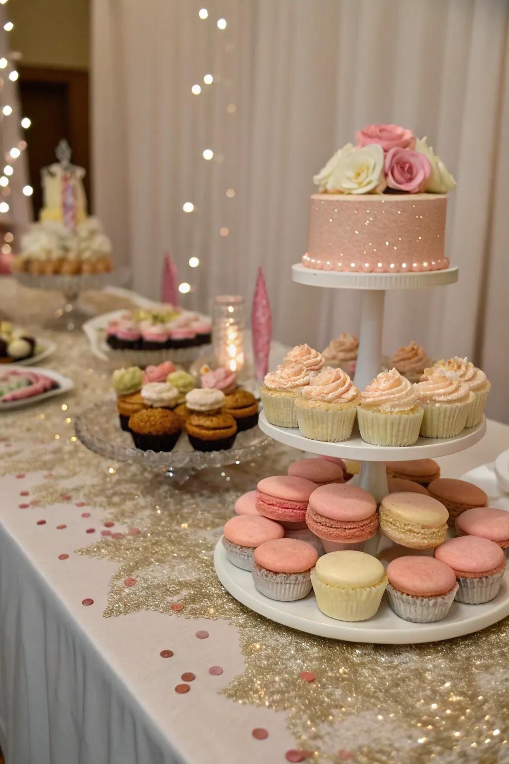 Edible centerpieces add a sweet touch to the decor.