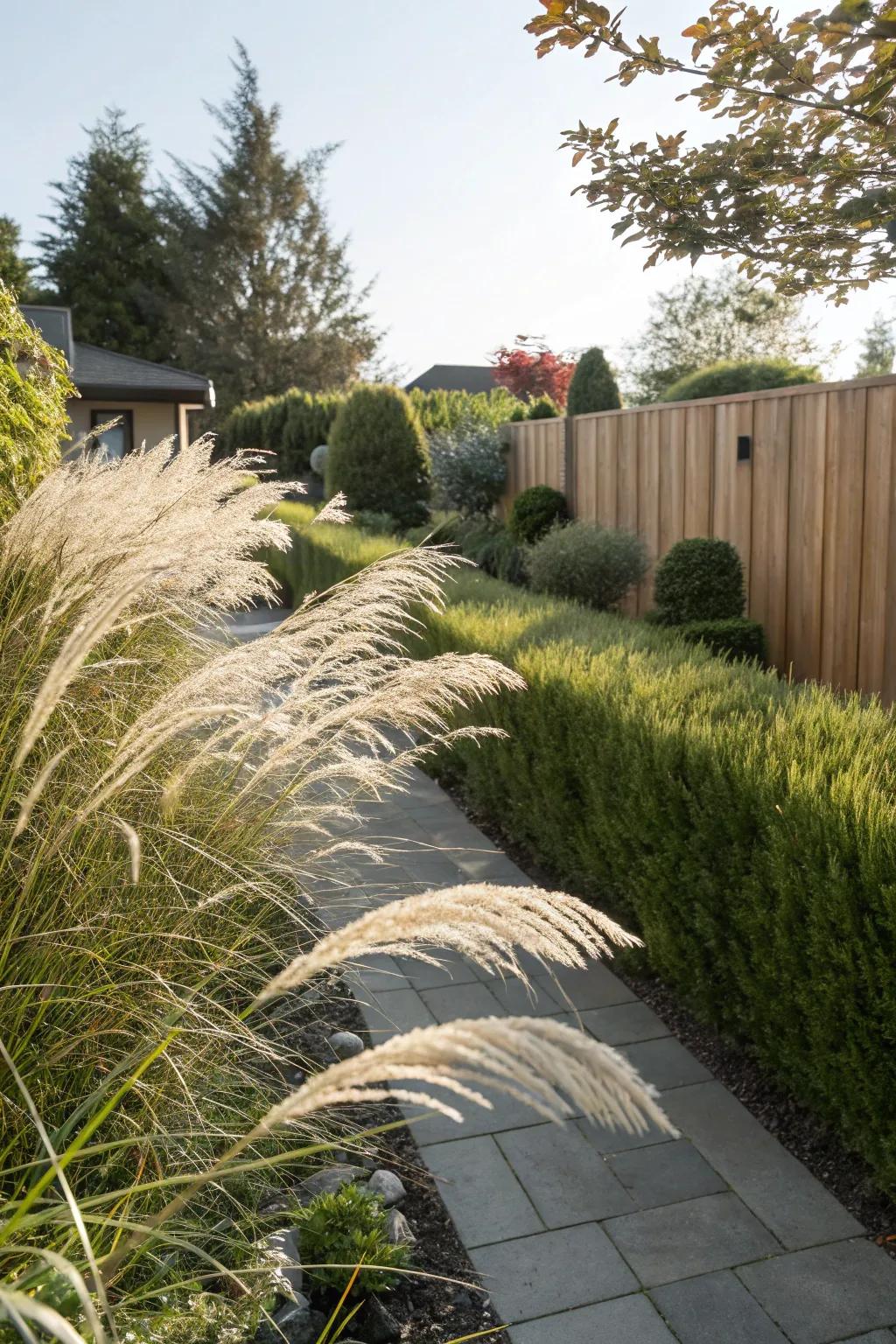 Ornamental grasses that sway with sophistication.