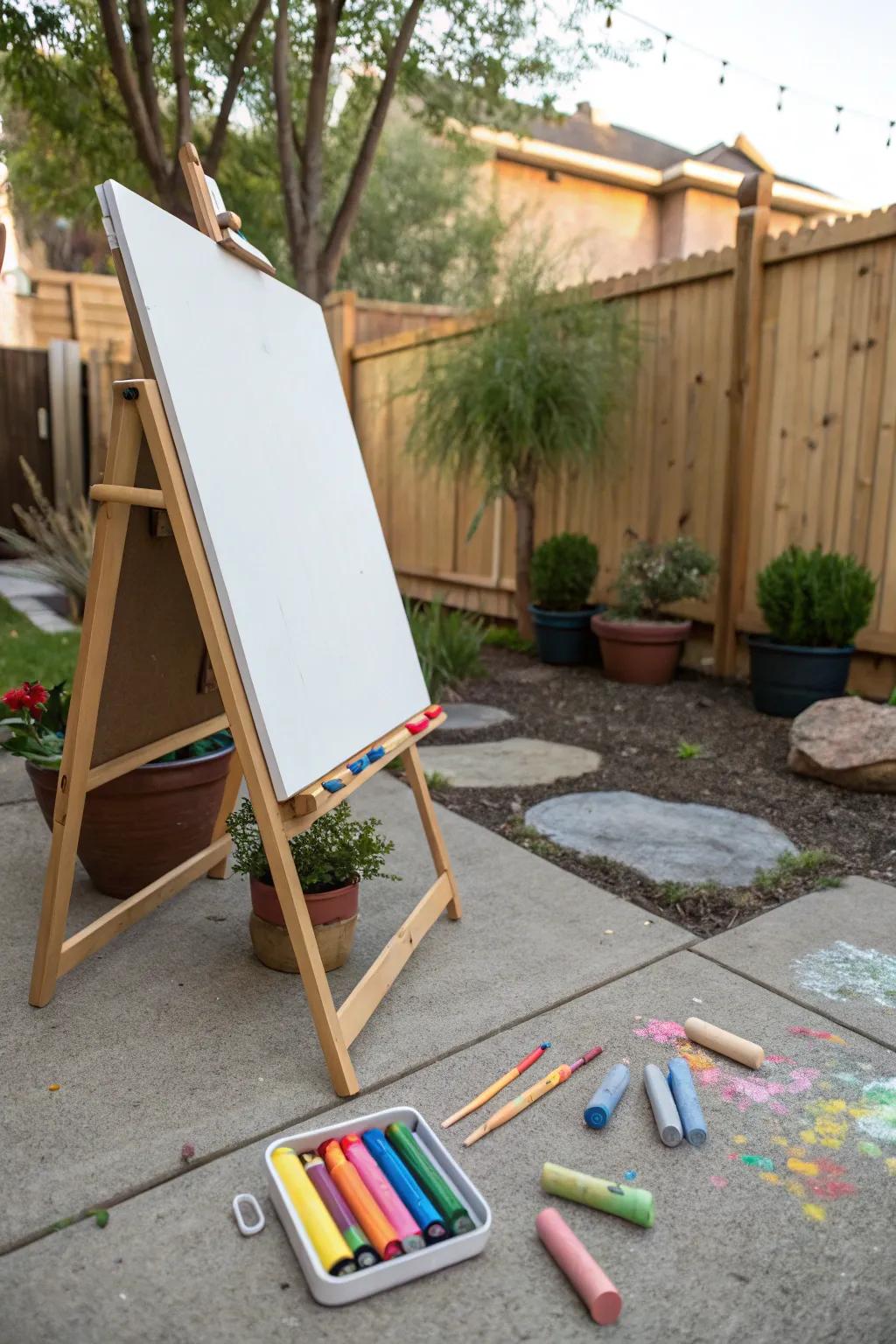 An outdoor art board ready for creative expression