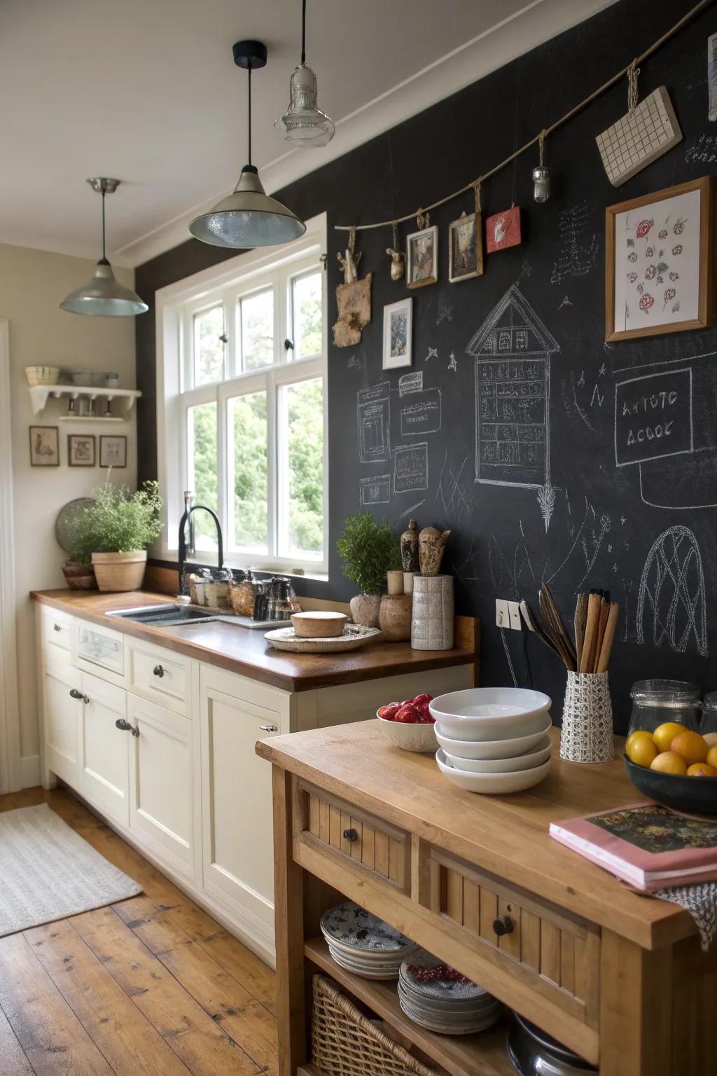 A blackboard wall adds a functional and creative touch to your home.