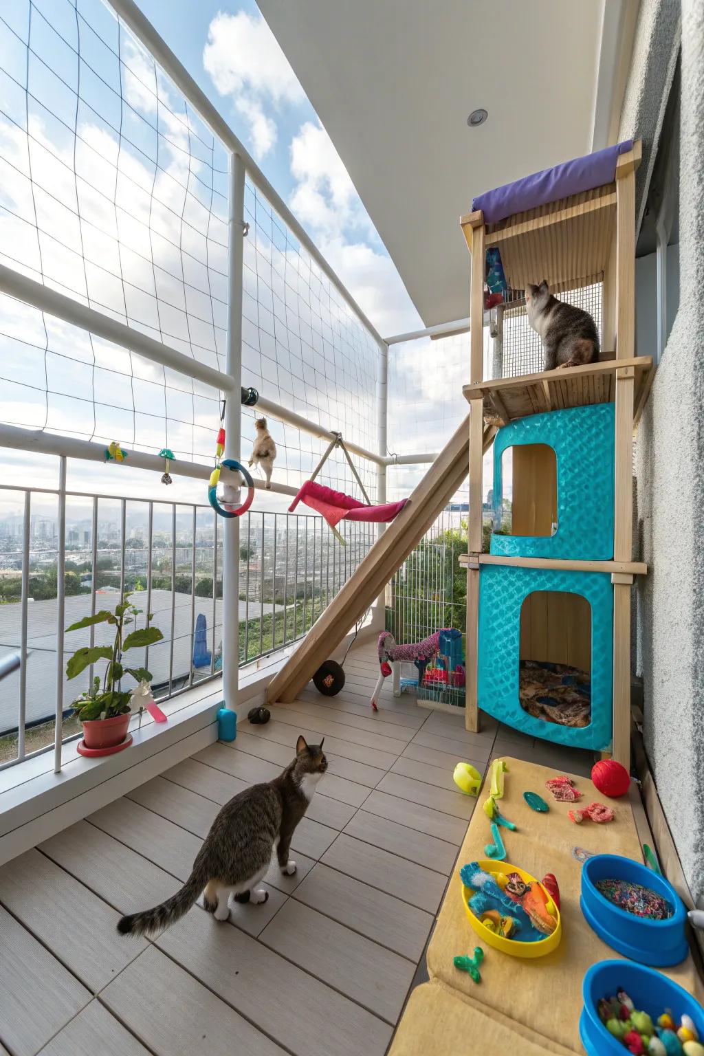 Interactive play areas keep your cats entertained and active.