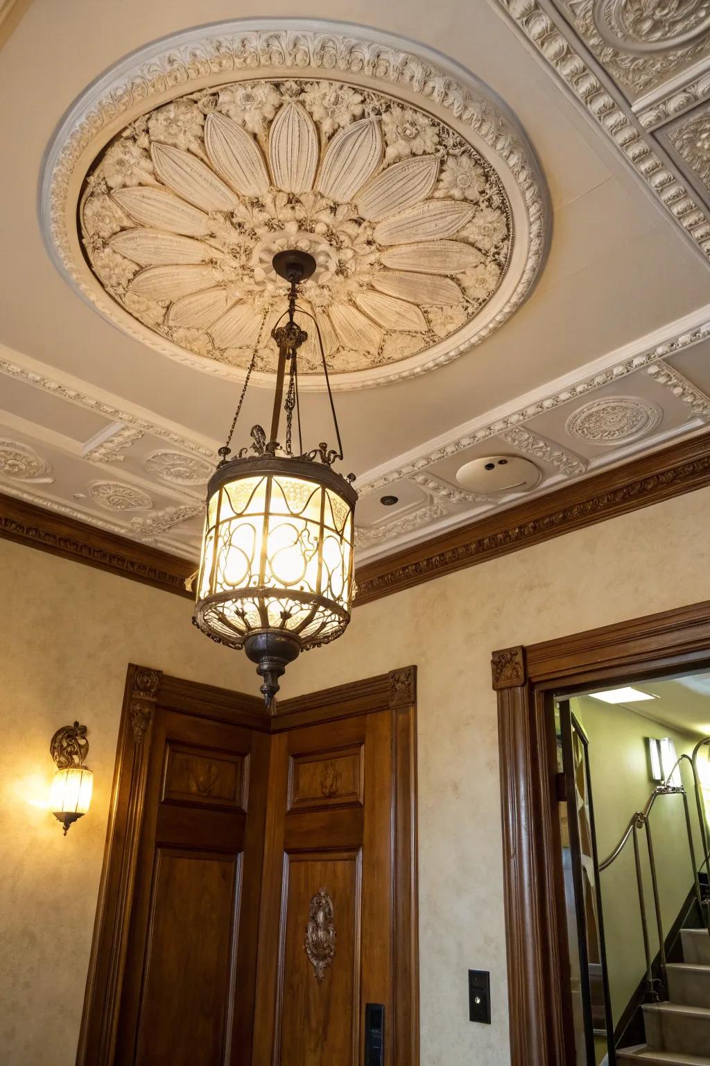 Frame your lighting with a sophisticated ceiling medallion.