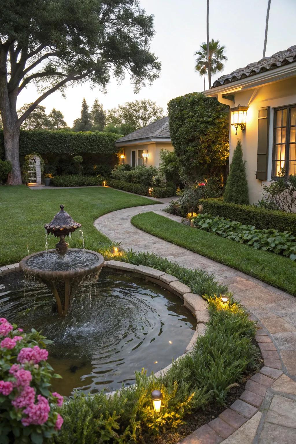 A water feature adds a calming and elegant touch to your yard.