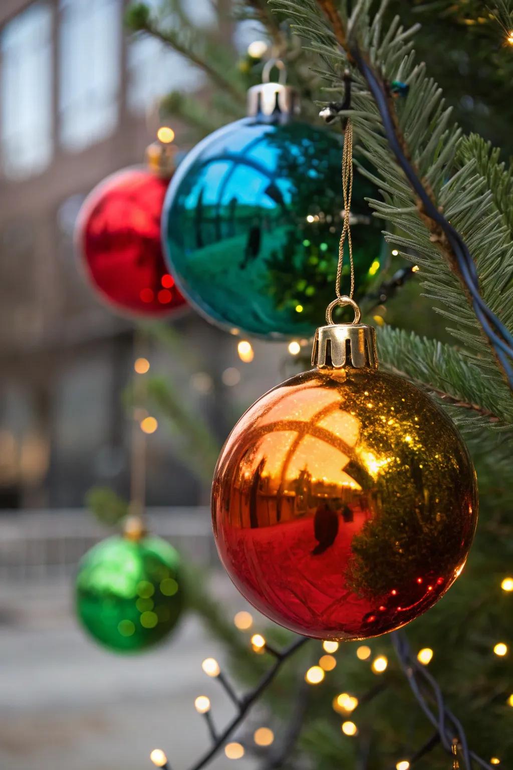 Brightly colored ornaments make a bold statement on your tree.