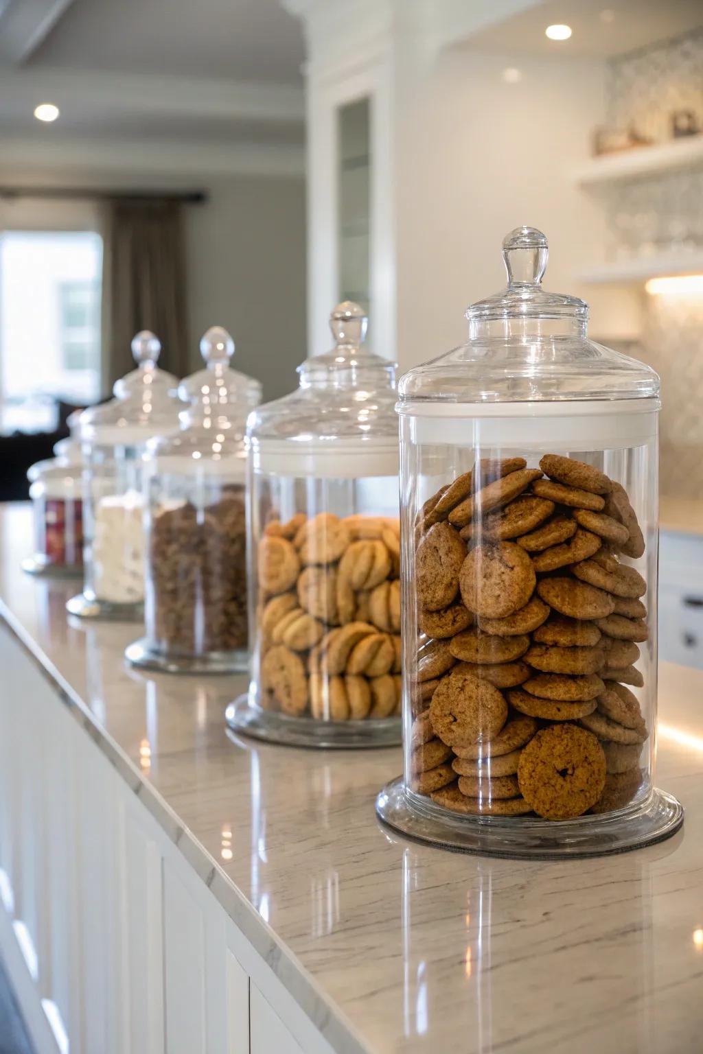 Minimalist glass jars for a modern aesthetic.