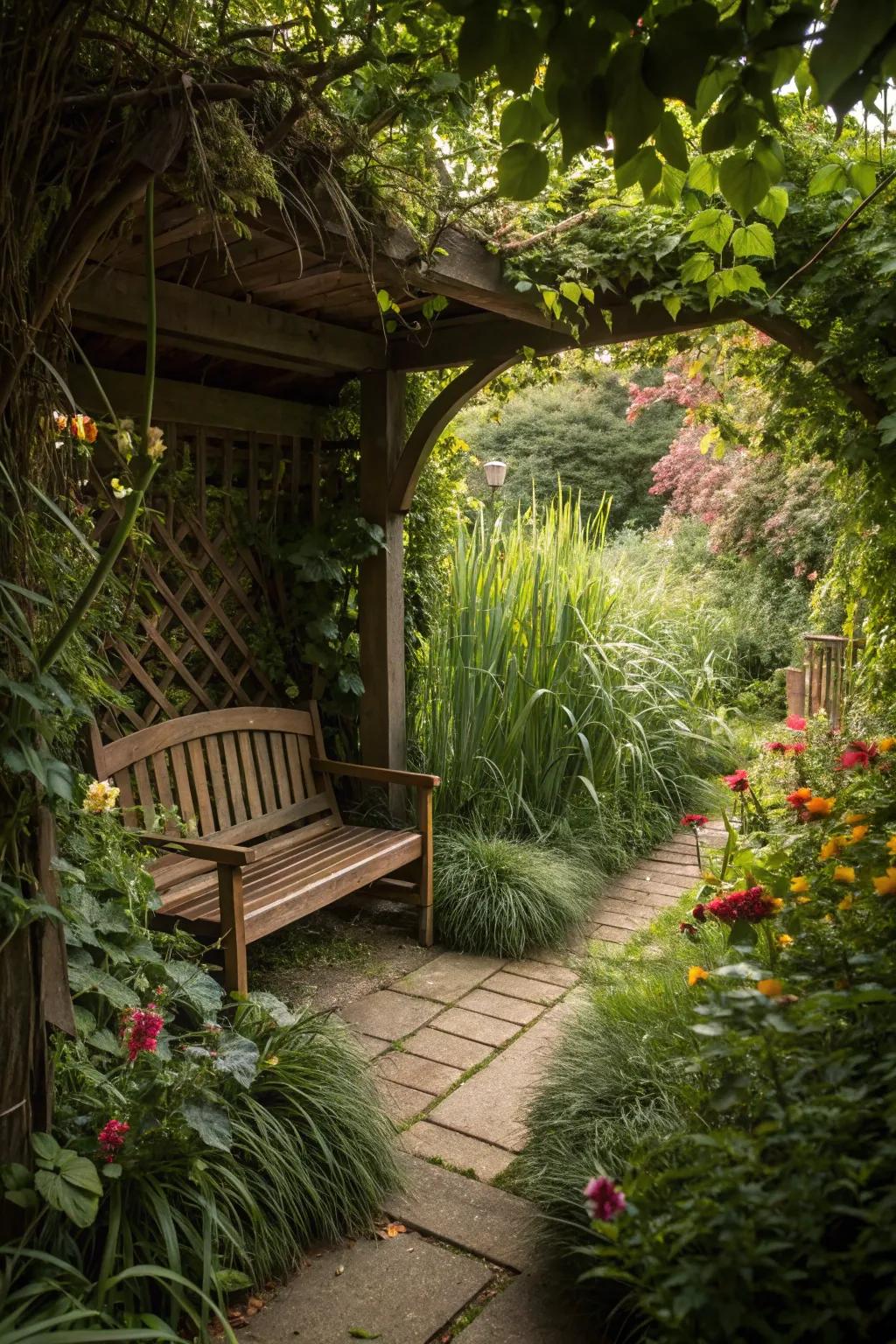 Secret garden nooks offer a secluded retreat.