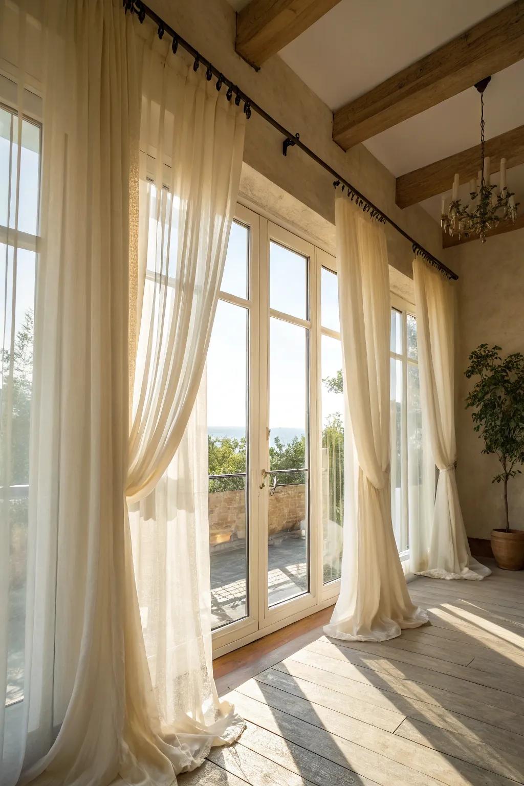 Light-colored sheer curtains enhance natural light beautifully.