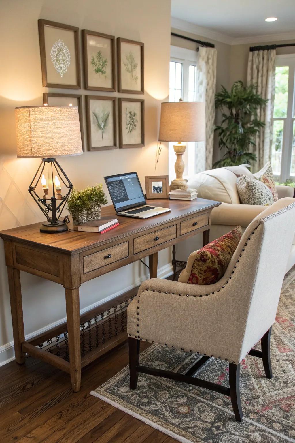 A console table can be a chic and practical desk alternative.