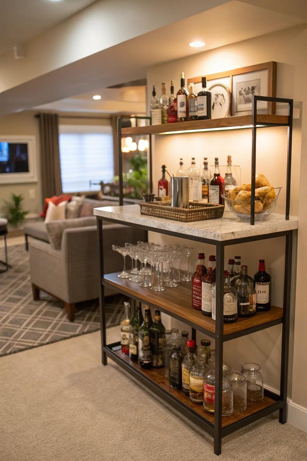 A home bar adds an entertaining twist to traditional dining.