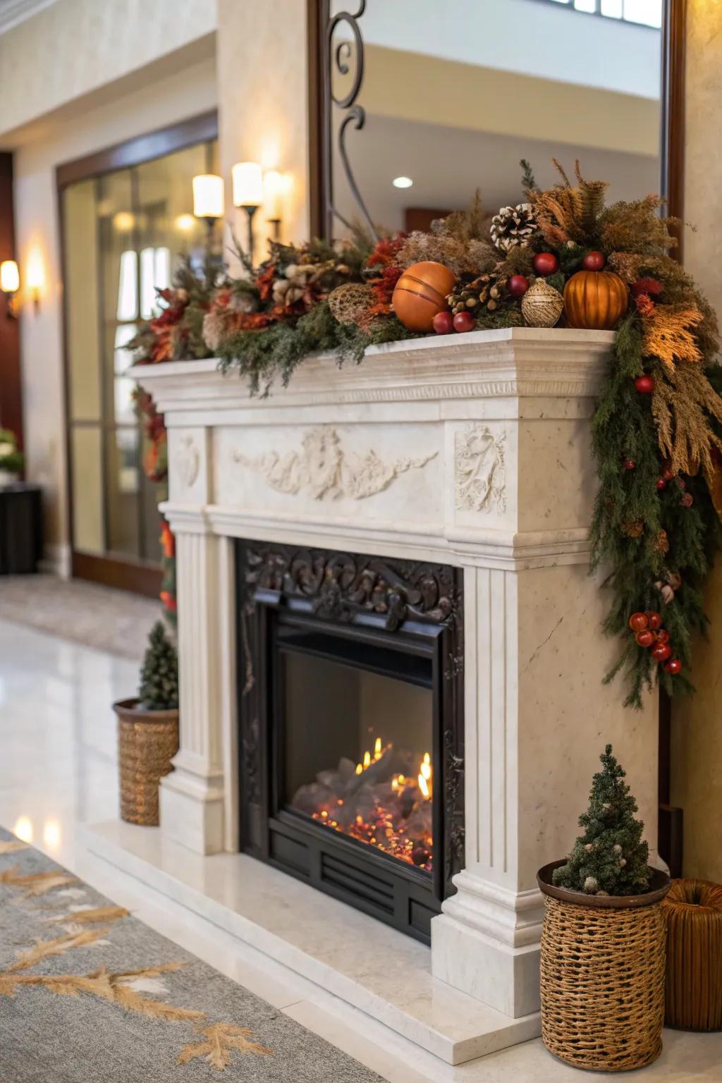 A mantel that transforms with the seasons.