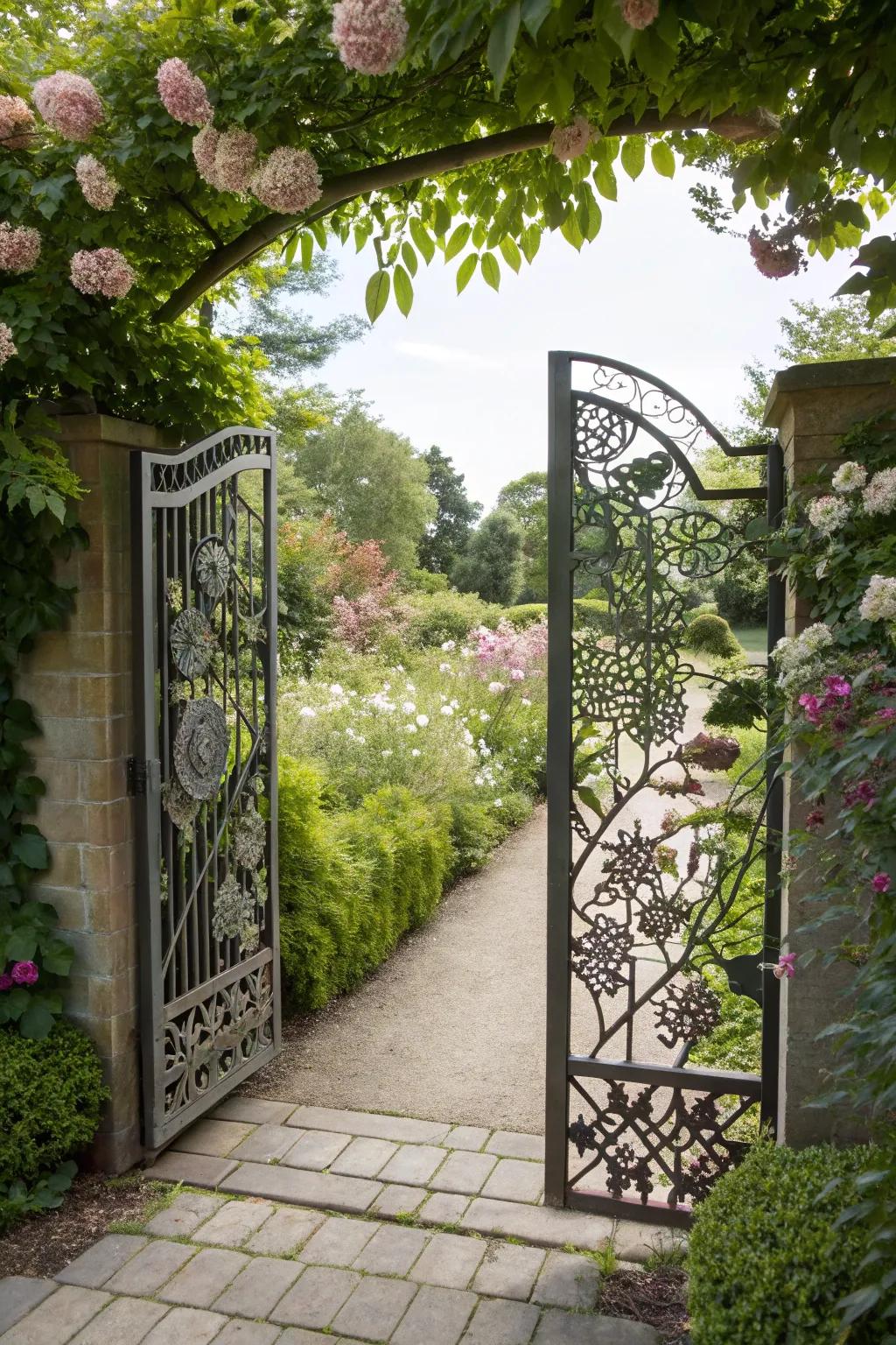 Artistry meets function with metal cut-out gates.