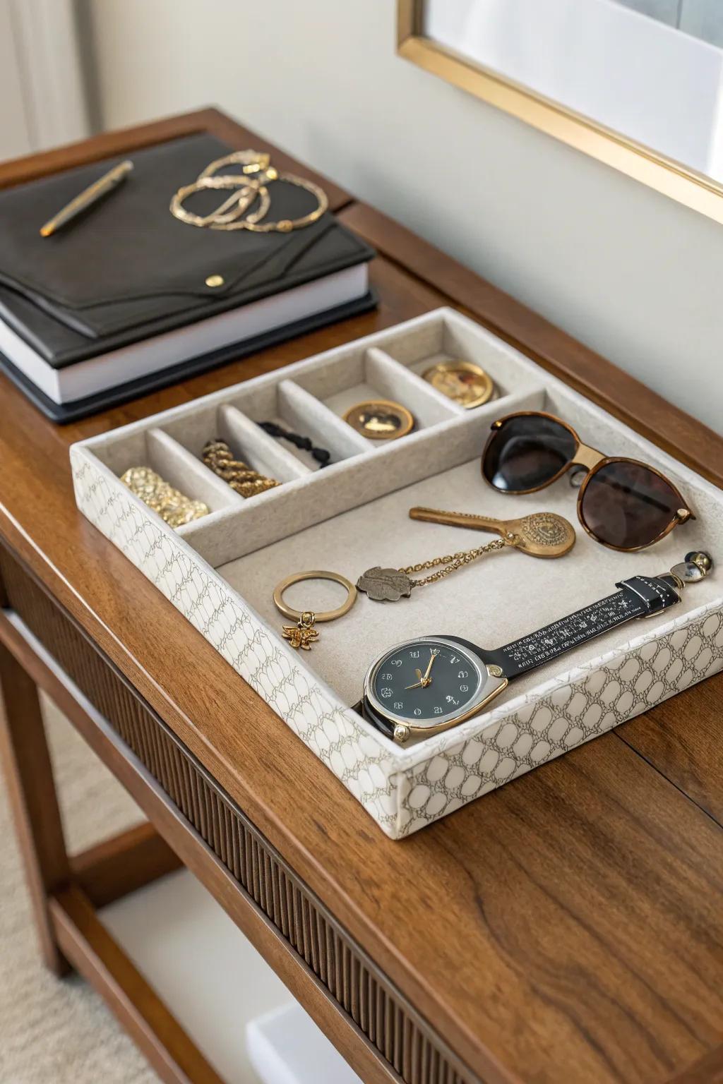 Trays keep clutter in check while adding style.