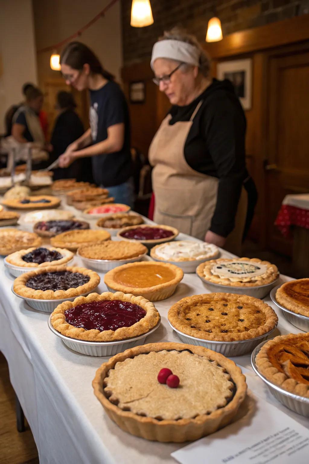 A delicious pie baking contest at the fall festival