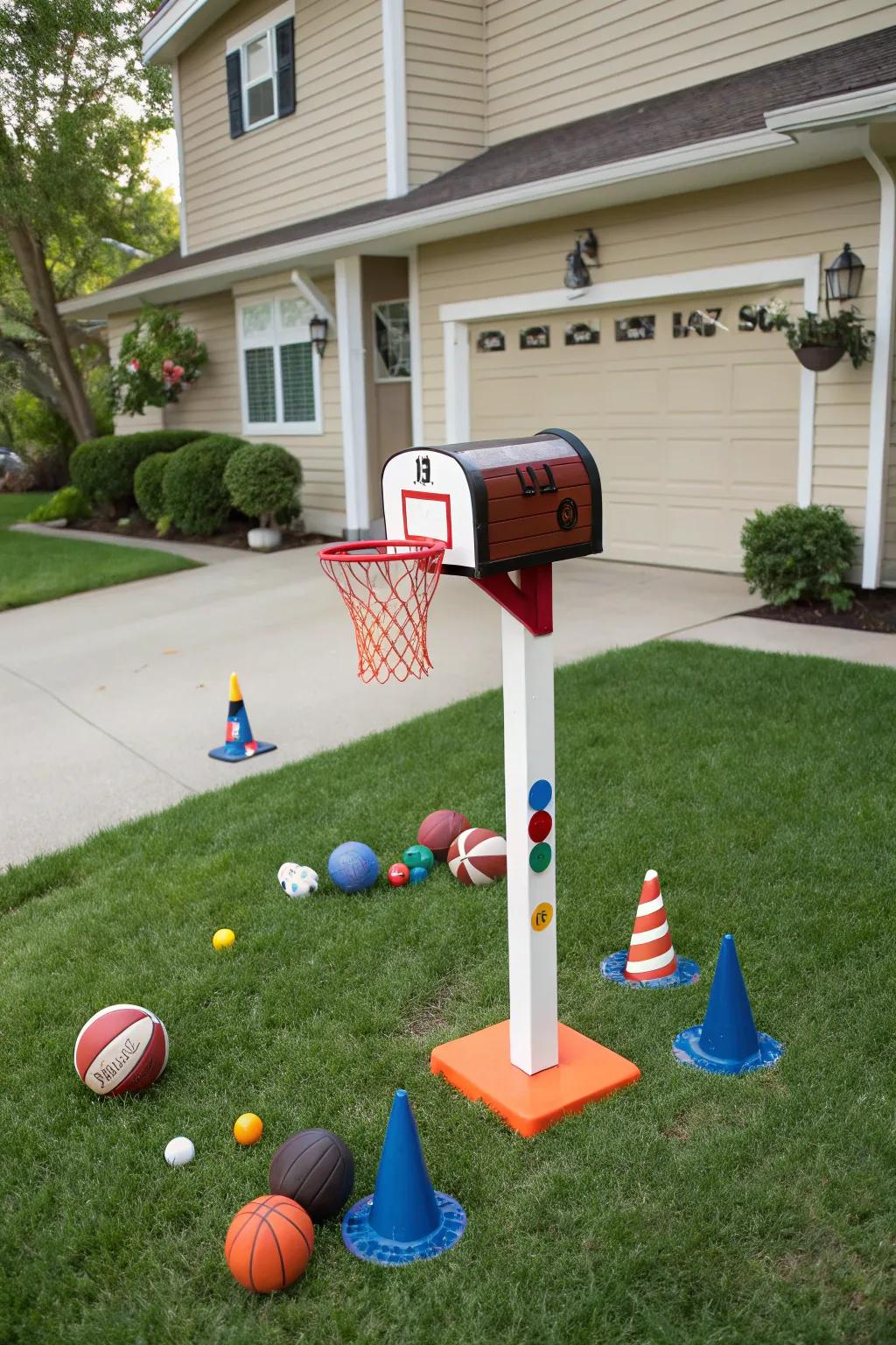 A slam-dunk basketball hoop mailbox for the sports enthusiast.