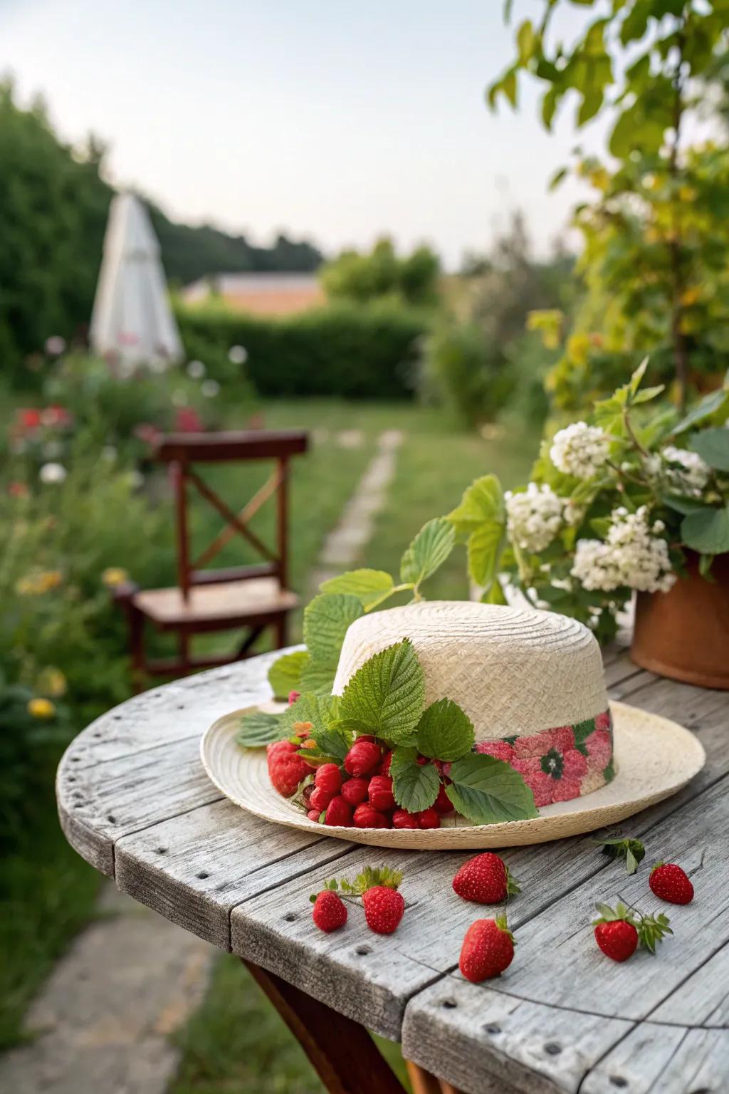 Fruity fun hat for a lively summer party appearance.