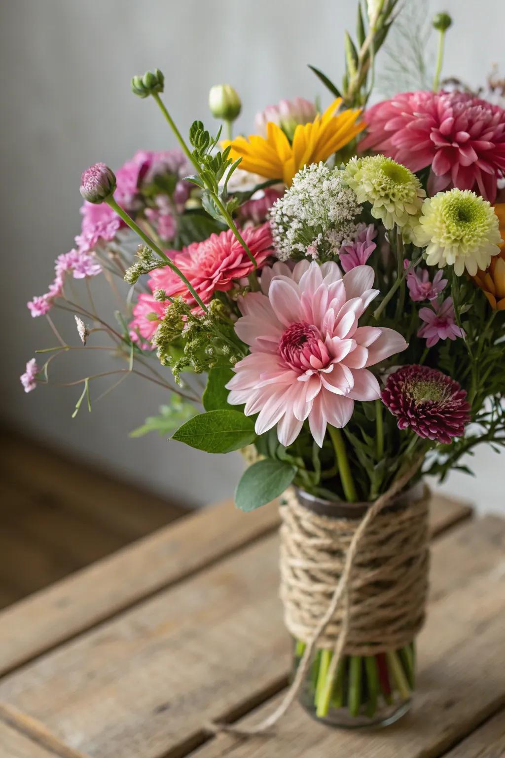 A sustainable bouquet featuring local flowers.