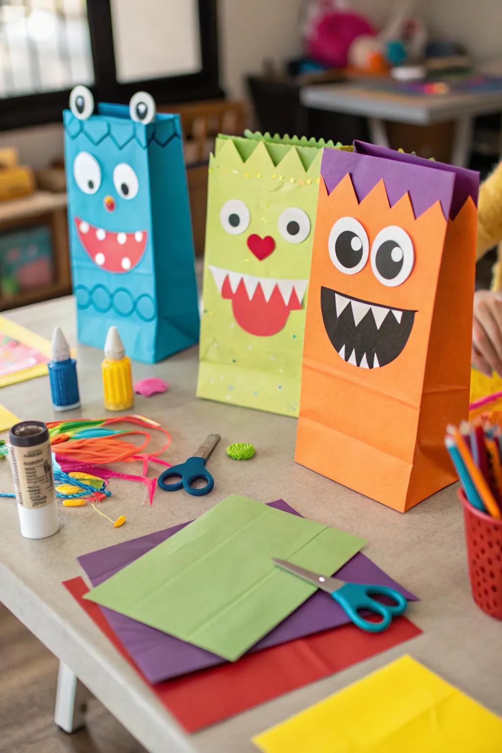 Paper bag monster puppets spark creativity and fun